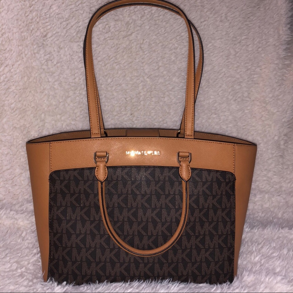 Michael Kors Jet Set Logo Brown Shoulder Bag - Picture 2 of 4